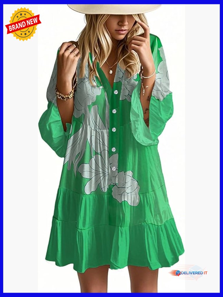 Flowy Ruffle Tiered Swing Babydoll Mini Dress Summer Boho Beach